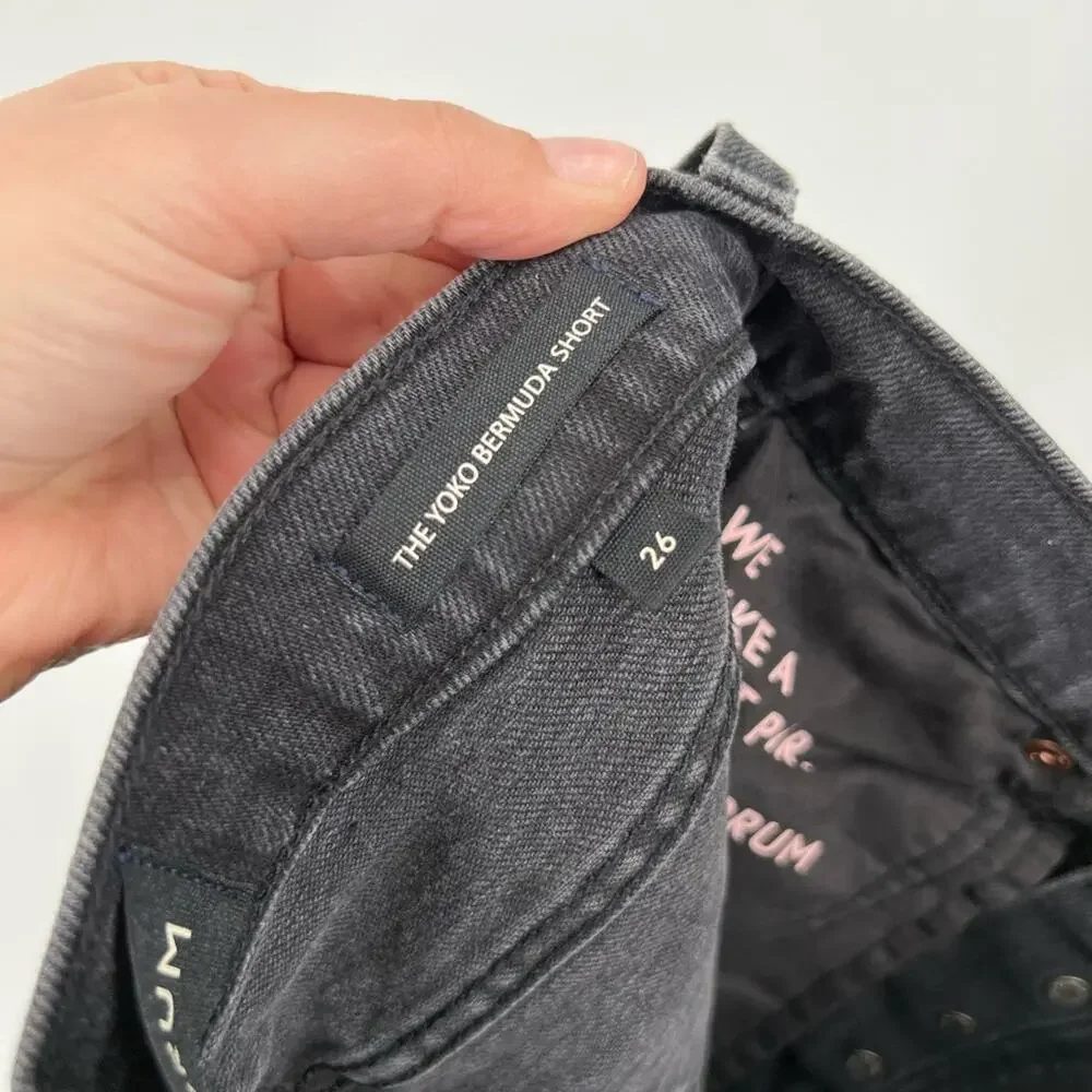 Denim Forum Aritzia The Yoko Bermuda Denim Shorts Button Fly